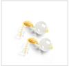 S925 Silver Hotan White Jade Round Bead Earrings for Women - Simple, Luxurious Design
