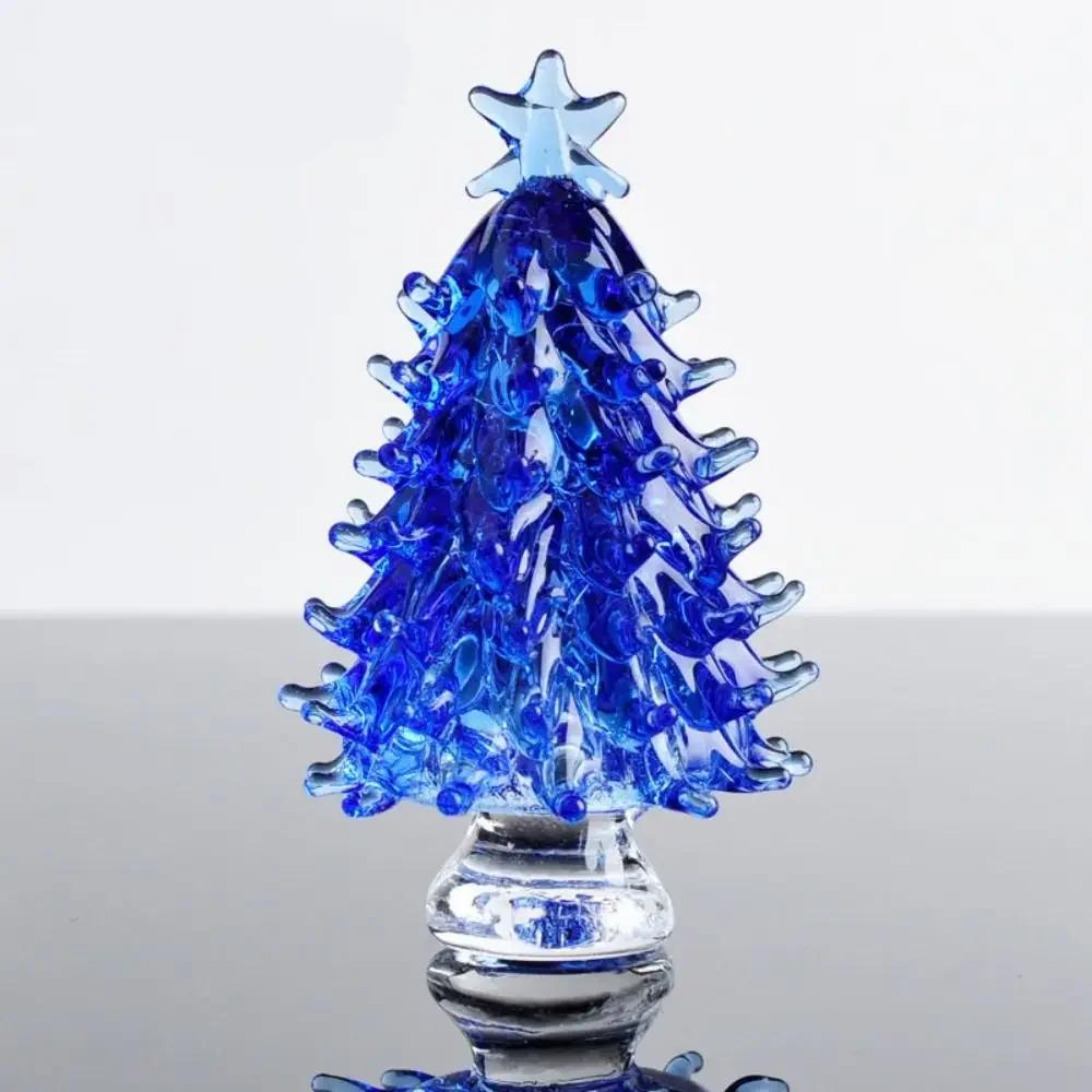 Creative Crystal Christmas Tree Figurines Home Xmas Decoration Paperweight Crafts Art&Collection Table Ornaments Souvenir Gifts
