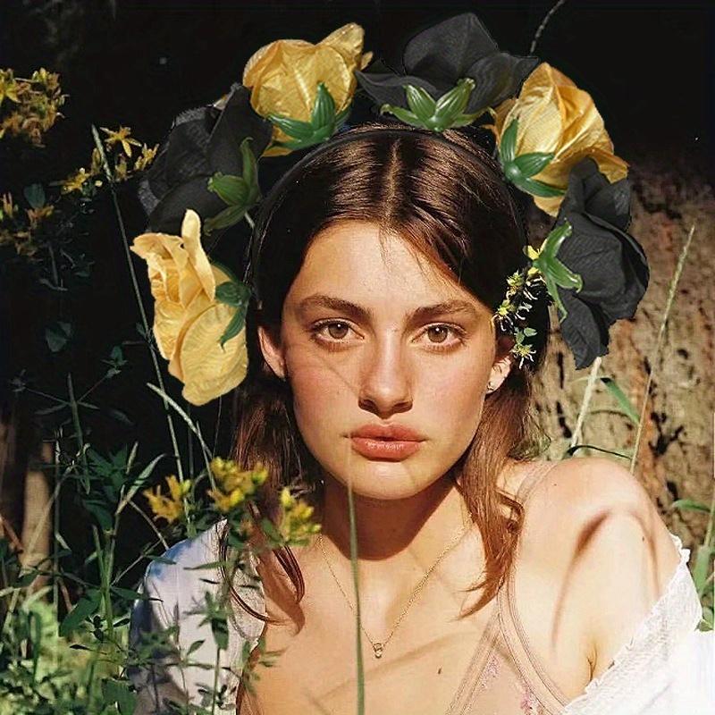 1pc Rose Flower Headbands Cute Romantic Soft Comfortable Elastic Band Hair Accessories for Women Girls Wedding Party Daily Use