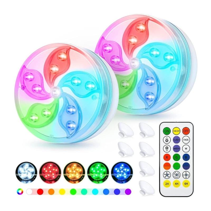 Wireless Color Altering Underwater Light With 10 Fixed pitches And 3 Adjustable Effects For Pool Lighting