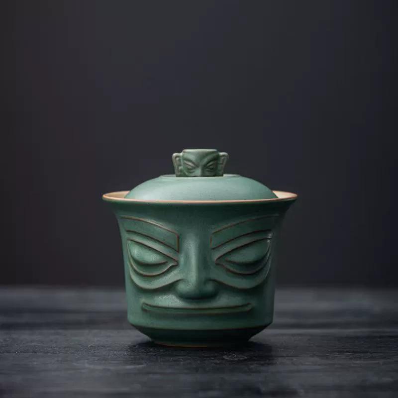 Sanxingdui mask office cup merchandise souvenir ceramic tea set business company activities museum collection gifts