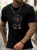Unisex O Neck Tee Cute Sitting Dachshund Dog Cartoon Print Cotton Short Sleeve Loose Summer Breathable Daily Casual Basic Wear Top