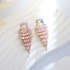 Colorful Diamond-encrusted Long Drop Earrings - Trendy  Statement-making  and Luxuriously Chic