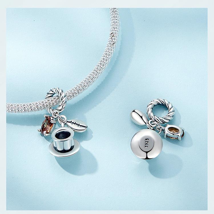 Mocha Coffee Cup Pendant - Sterling Silver S925 Jewelry SCC2467
