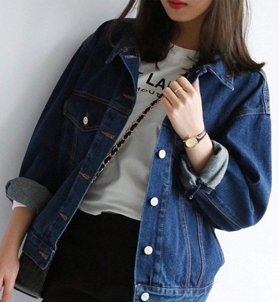 of Denim Stylish Everyday Going Long Denim L (Song Song) Women's Jacket, Outerwear, Top, Body-Concealing, Slimming, Casual, Adult, Commuting, School,
