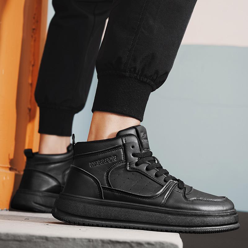 Warrior Fashion Casual Trend Classic Daily Commuting High-Top Skate Shoes Men sneakers Black WXP(WZ)-228804G