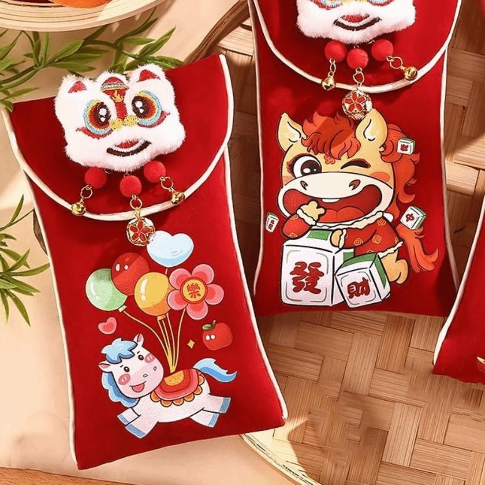 Chinese Style New Year Money Envelopes 2026 Horse Year Lucky Money Bag Money Pocket Kids Gift