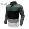 Herbst Frühling Herren Top Umlegekragen Pullover Dehnbar Lange Ärmel Gestreifter Druck Mittellanges Fitness Business Alltagshemd