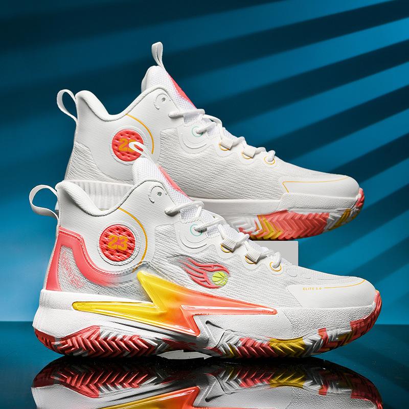 New Mandarin Duck Basketball Shoes Large Size Male and Female Primary and Secondary School Students Big Children's Combat Boots Mesh Sports Shoes One
