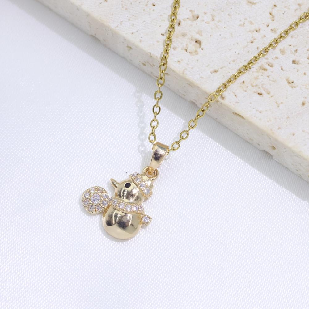 Exquisite Snowman Pendant Necklaces for Women Fashion Zirconia Necklace Wedding Party Jewelry Accessories