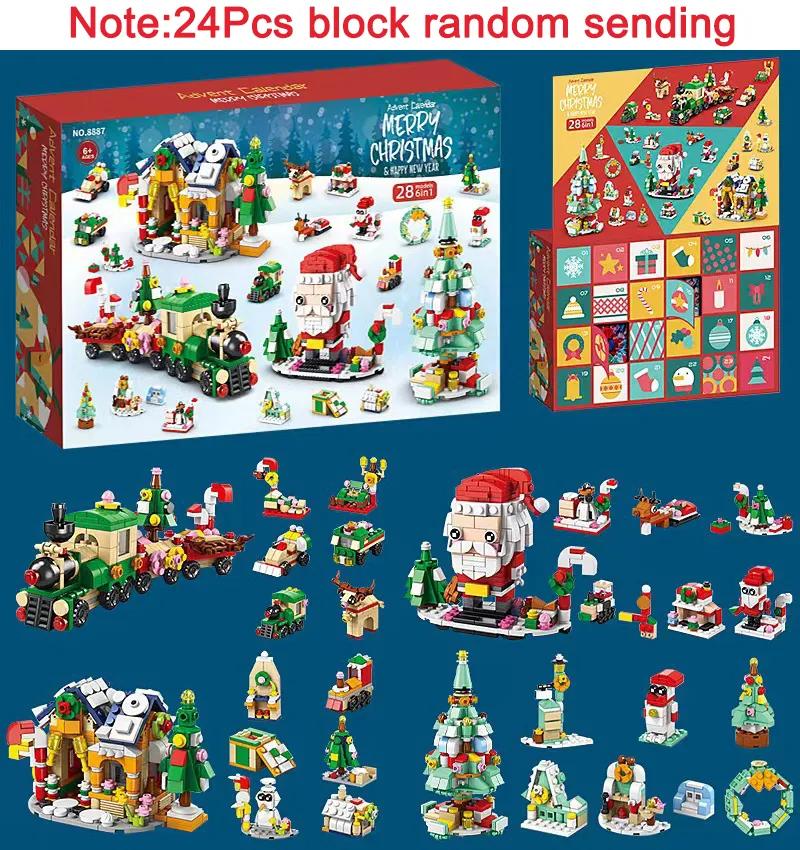 Advent Calendar  Christmas Gift For Kids Building Blocks New Year Blind Box Gift 24Days Christmas Diy Santa Claus Bricks