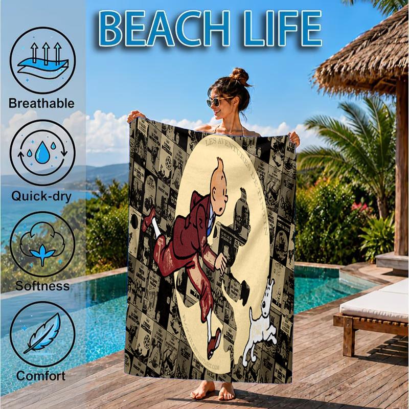 Asciugamano da Spiaggia Avventura in Città, Asciugamano da Spiaggia in Microfibra, Perfetto per Piscina, Spiaggia, Viaggio, Decorazione Casa, Regali per Fan di Feste in Spiaggia