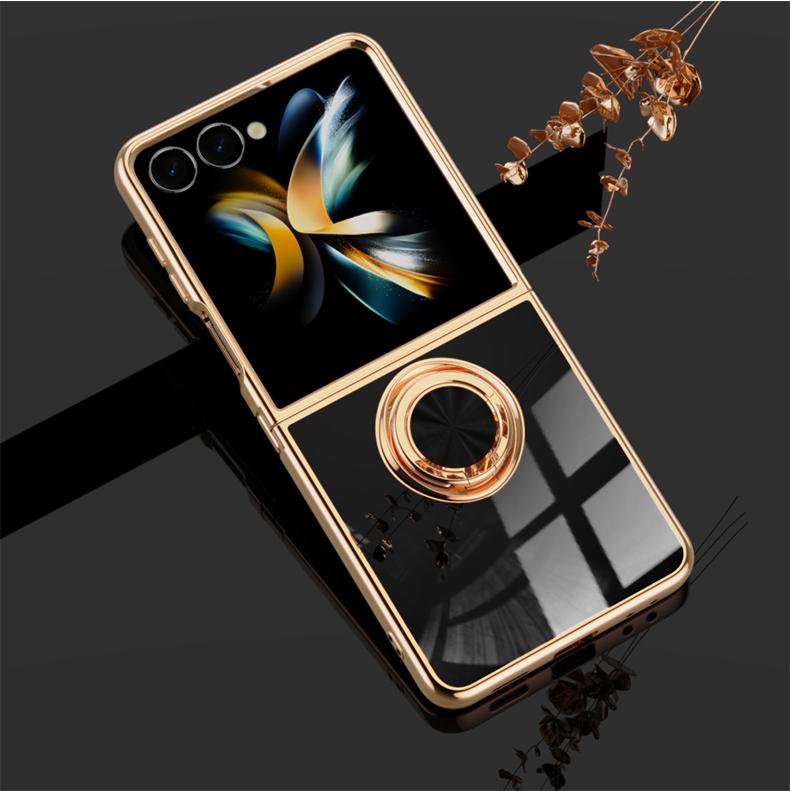 Electroplating Shockproof Phone Case with 360°Ring Holder Kickstand for Samsung Galaxy Z Flip 8 7 FE 6 5 4 3 Flip7 Flip6 Flip8