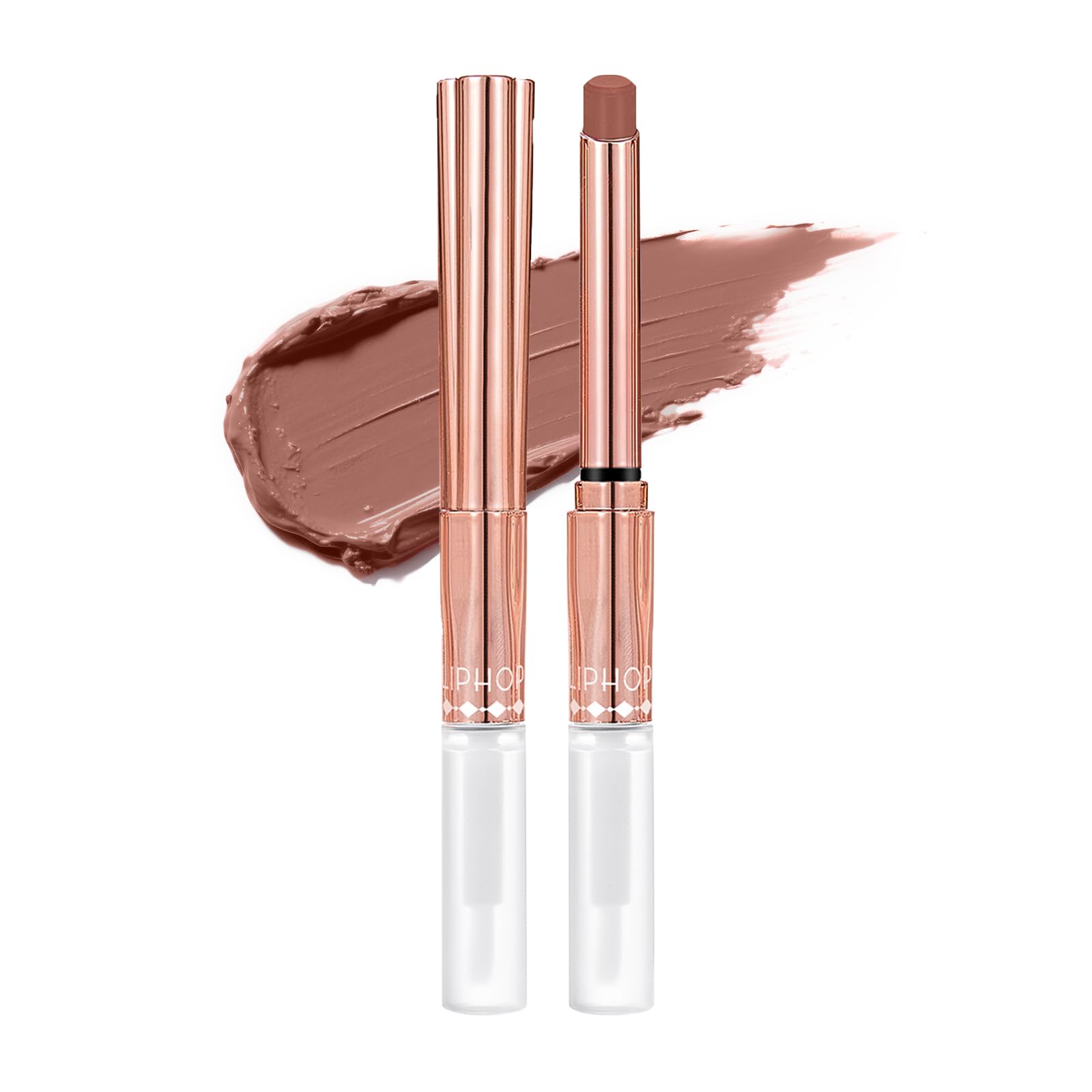 

Aopoka Matte Highly Glossy Brush 8 Cinnamon Milk Tea Double-Headed Lipstick, Glossy, Pigmented, Moisturizing, Long-Lasting, Long-Lasting, Gel-Film