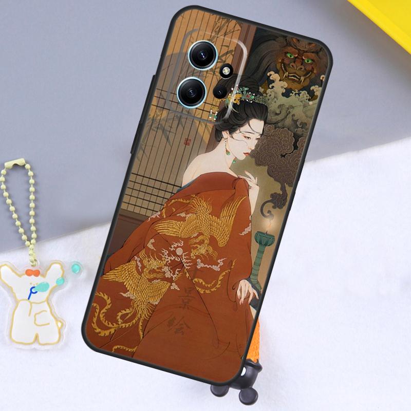 Japanese Art Kimono Tattoo Case For Xiaomi Redmi Note 13 9 10 11 12 14 15 Pro Plus Cover For Redmi 15 C 14C 10C 12C 13C