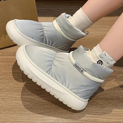 Wodoodporne Platformy Damskie Buty Zimowe Casualowe Ocieplane Pluszem Śniegowce Outdoor Wewnętrzne Gruba Podeszwa Antypoślizgowe Kostki