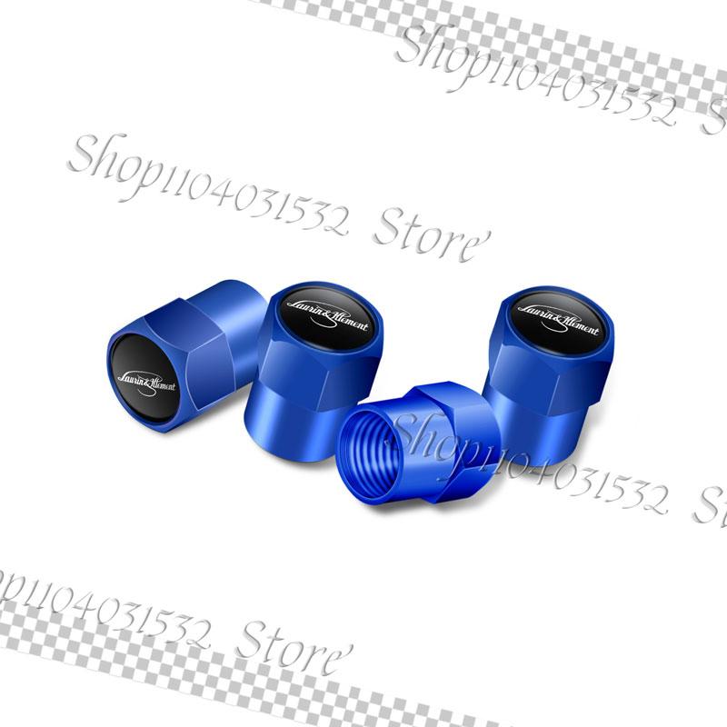4Pcs Laurin & Klement Emblem Car Wheel Tire Valve Stem Cap Airdust Waterproof Cover For Skoda Superb Kamiq Octavia Rapid Yeti hbkm45