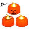 Ornements de Présentation de Table 2 Pièces Bougies LED sans Flamme Citrouille d'Halloween, Fonctionnement à Piles, Petite Lampe de Table Visage de Fantôme Décorative, 3D