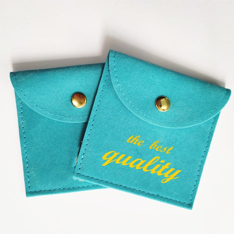 In-Stock Black Velvet Double-Sided Necklace Storage Bag with Snap Closure Flap