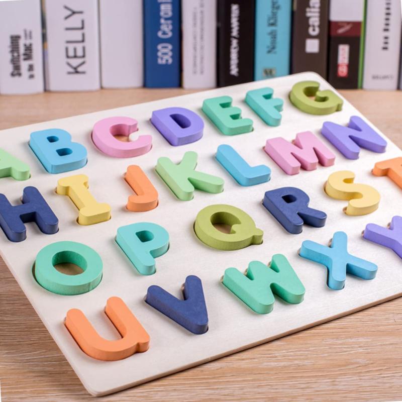 Toddlers Wooden Number And Letter Puzzle Montessori Toy Abc Alphabet Number Shape Matching Board Game Educational Toy For Kids