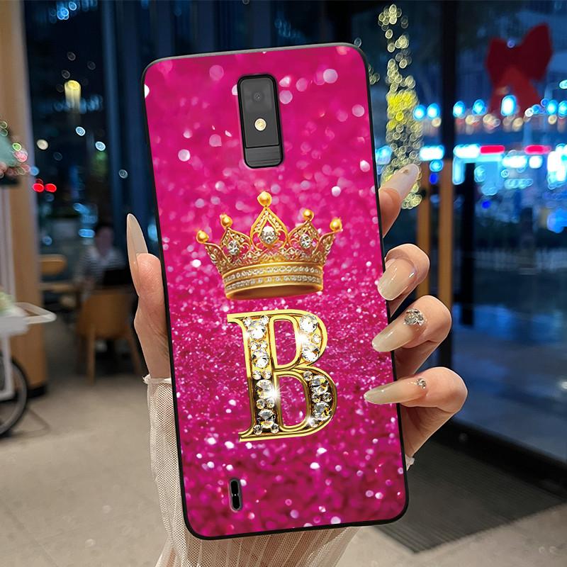 

Aesthetic Crown Letter Pattern Shockproof Phone Case For ZTE Blade A32 Case For ZTE Blade A32 Soft Silicone Black Casing ZTE Blade A32
