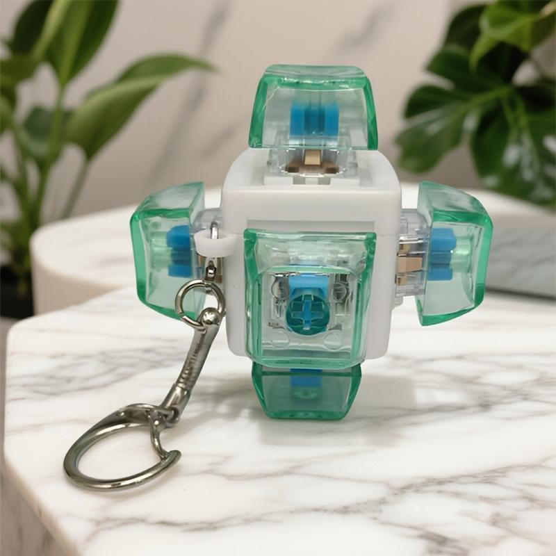 Creative Six Sided Decompression Mechanical Keyboard Key Toy Key Chain For Adults Anti Stress Finger Games Toys