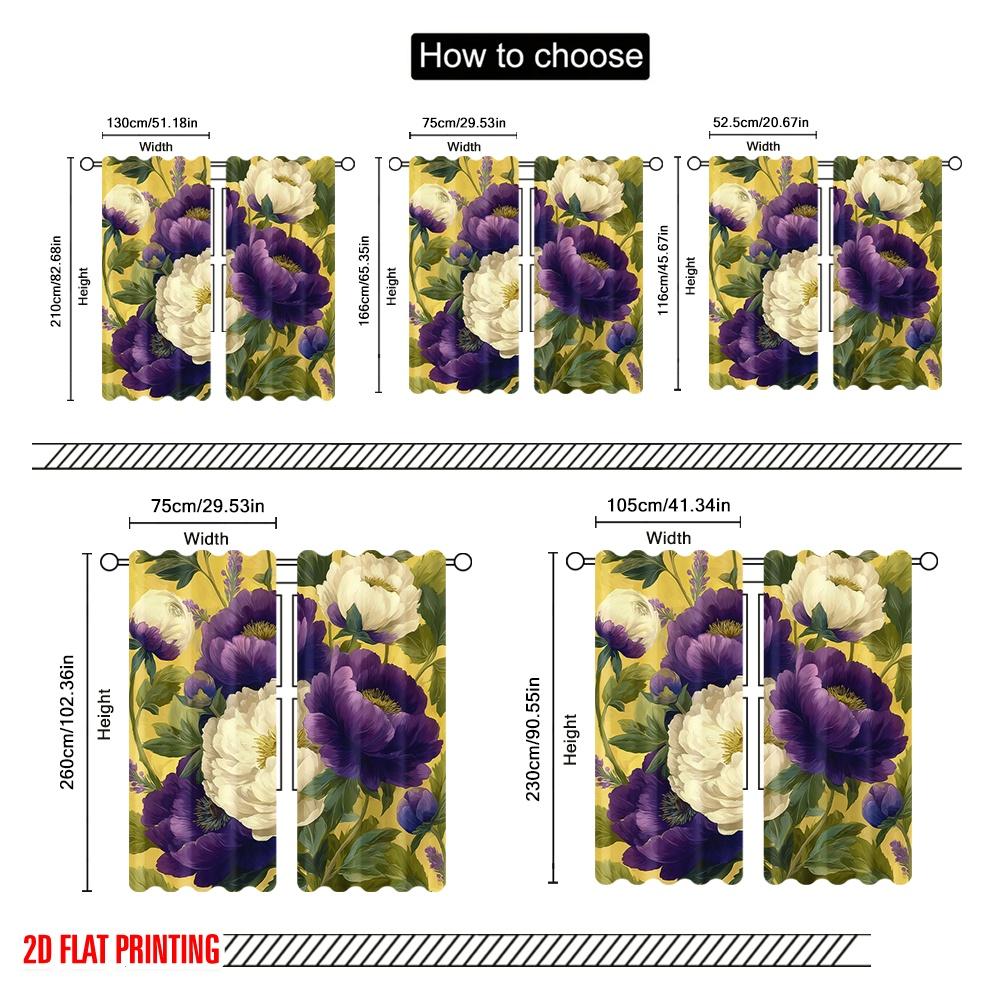 2 Stück, 2D-Flachdruck Beliebte Vorhangpaneele Lebendige florale Blüten Polyesterstoff (ohne Stange) Art Deco Festlich Ideal für