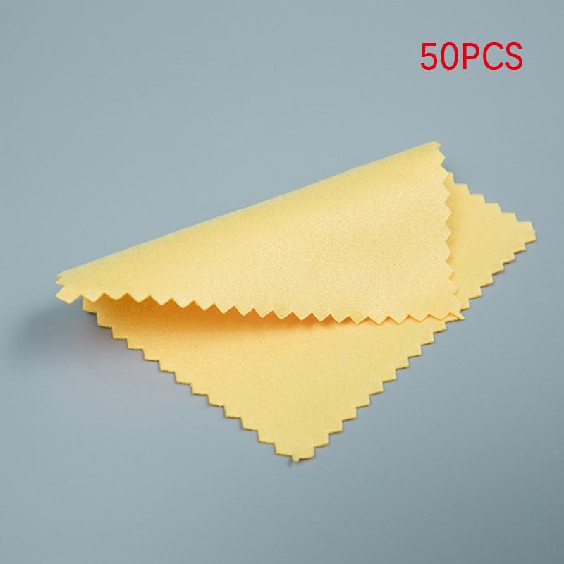 

50 шт. Салфетка для полировки стерлингового серебра, серебристого цвета, чистящие салфетки в индивидуальной упаковке, мягкие, чистые, для ювелирных инструментов жёлтый