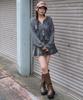 WEGO Vintage Wash Mesh Long Size Sumikuro Women's Hoodie, Sleeve, F,