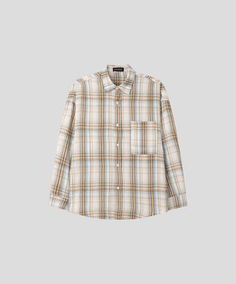 BLACK MOMENT High-Density City Boy Regular Oversized Shirt [Powder Yellow Check]