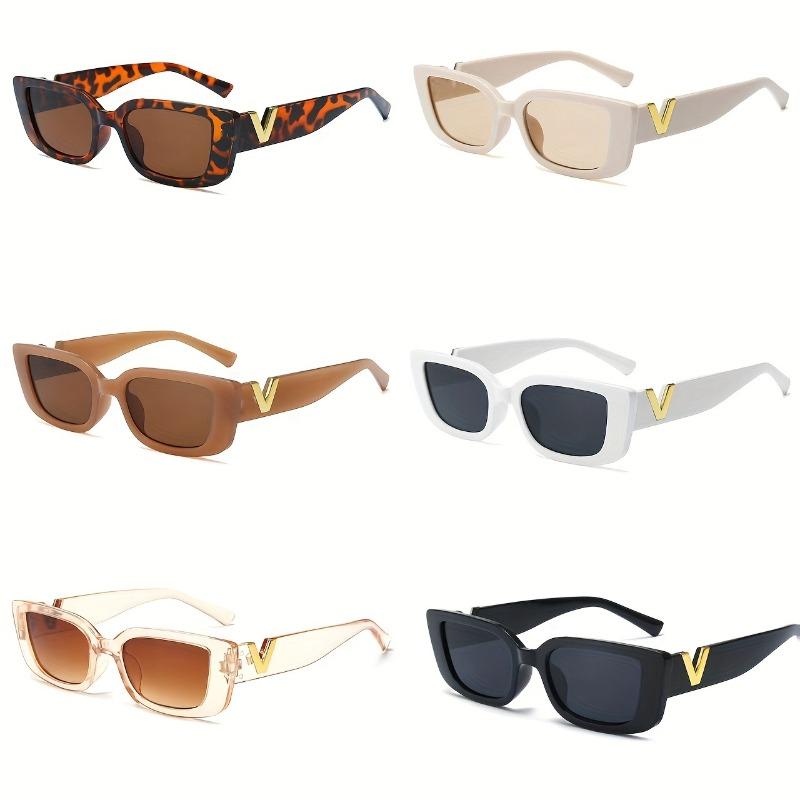 

6 шт. Женский модный набор очков «кошачий глаз», хип-хоп тренд, модные очки с V-образной декорацией, прямоугольная оправа, женские очки