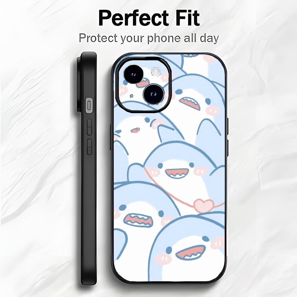Cartoon Cute Shark Sea Art Phone Case Phone Case Soft Packaging Lightweight For iPhone17 16 15 14 13ProMax
