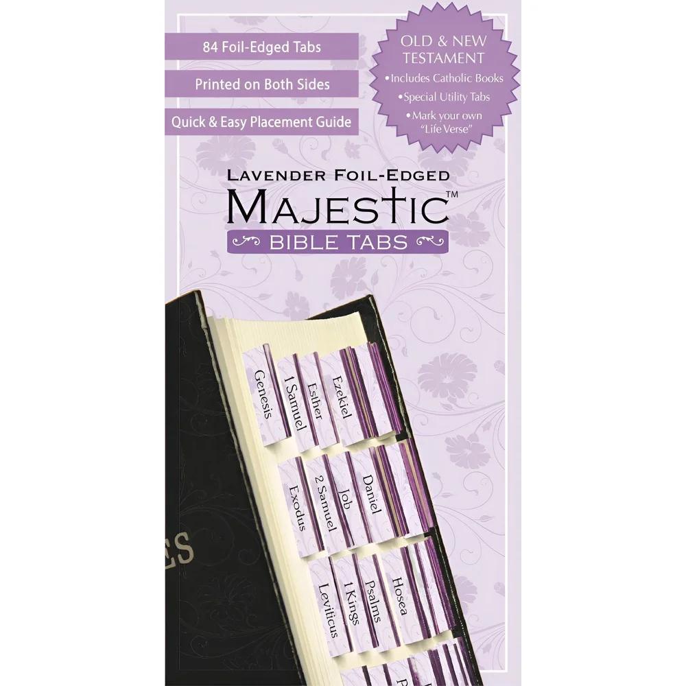 Self-Adhesive Bible Tabs Precut Permanent Tabs Easy Page Marking Study Guide Lavender Foil Edges Double-Sided Instructions