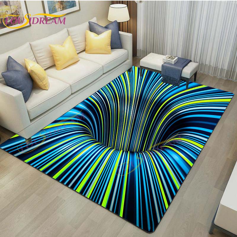 3D Vortex Illusion Rug Abstract Rug Modern Carpets for Living Room Area Rug Non Slip Floor Rug Teen's Rug Game Room Rug Play Mat