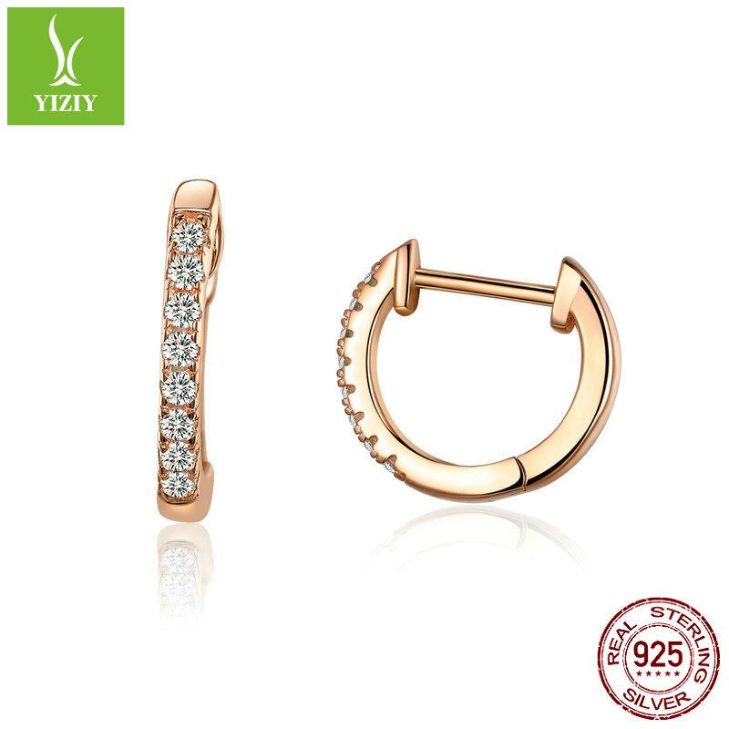 Kleine Kreise 925 Silber Ohrringe Schlichte Mode Vergoldet Echtes Gold Temperament Silber Stecker Sce498