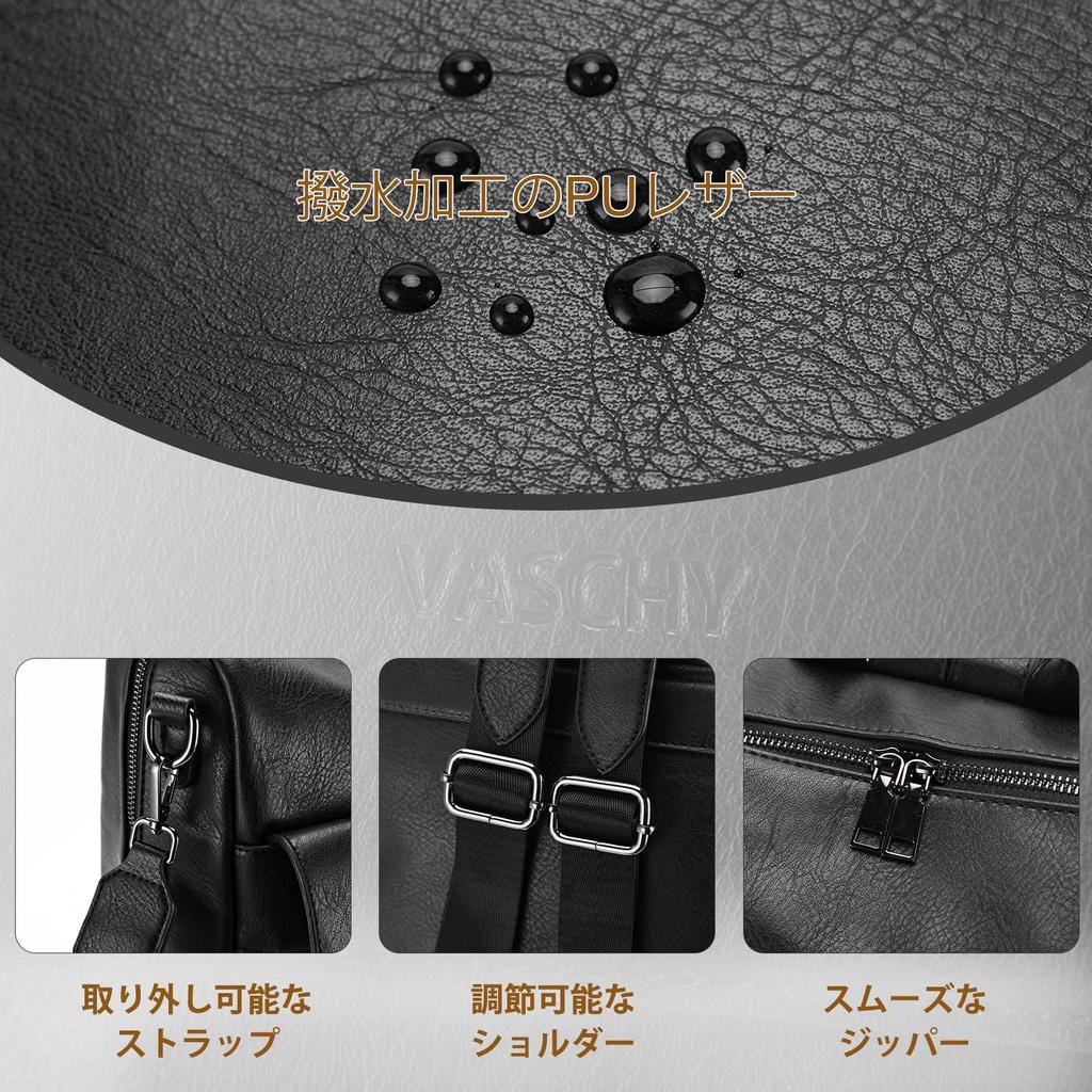 Vaschy Plecak o dużej pojemności ze skóry PU, wodoodporny, 3-way, plecak dla mamy, do szkoły, czarny dla kobiet, plecak, wodoodporny, 3-sposobowy, plecak dla mamy, do szkoły,