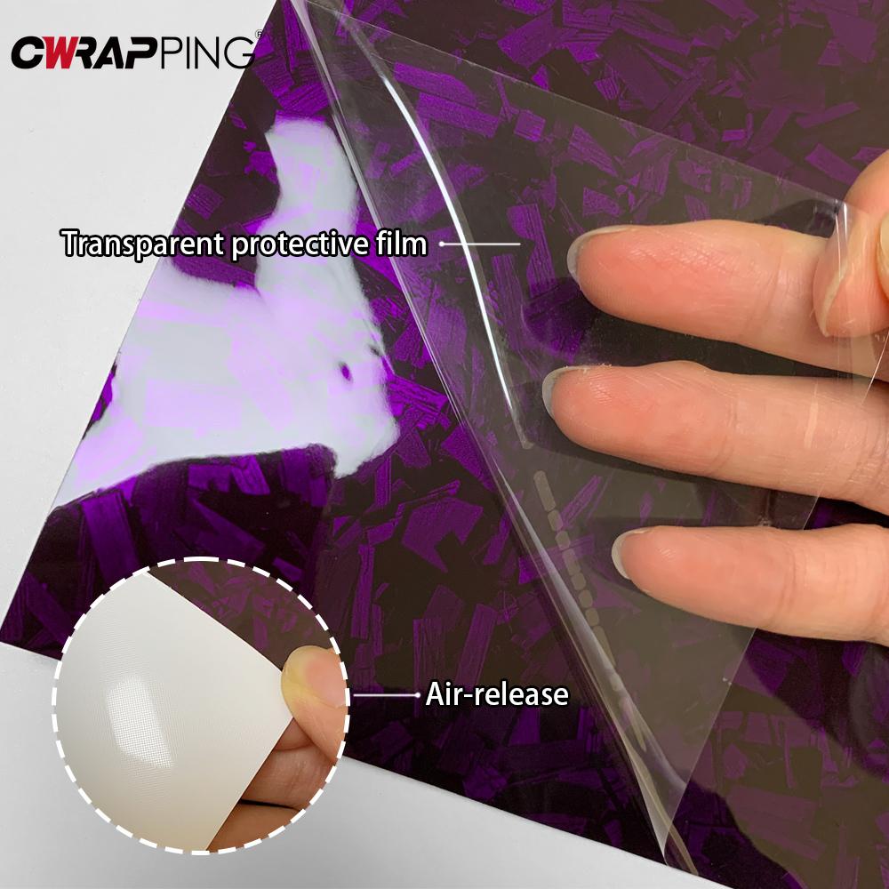 Forged Carbon Fiber Glossy Purple Crystal Forged Carbon Fiber Wrapping Vinyl Film Air Release Stickers Wrap Foil Car Accessories
