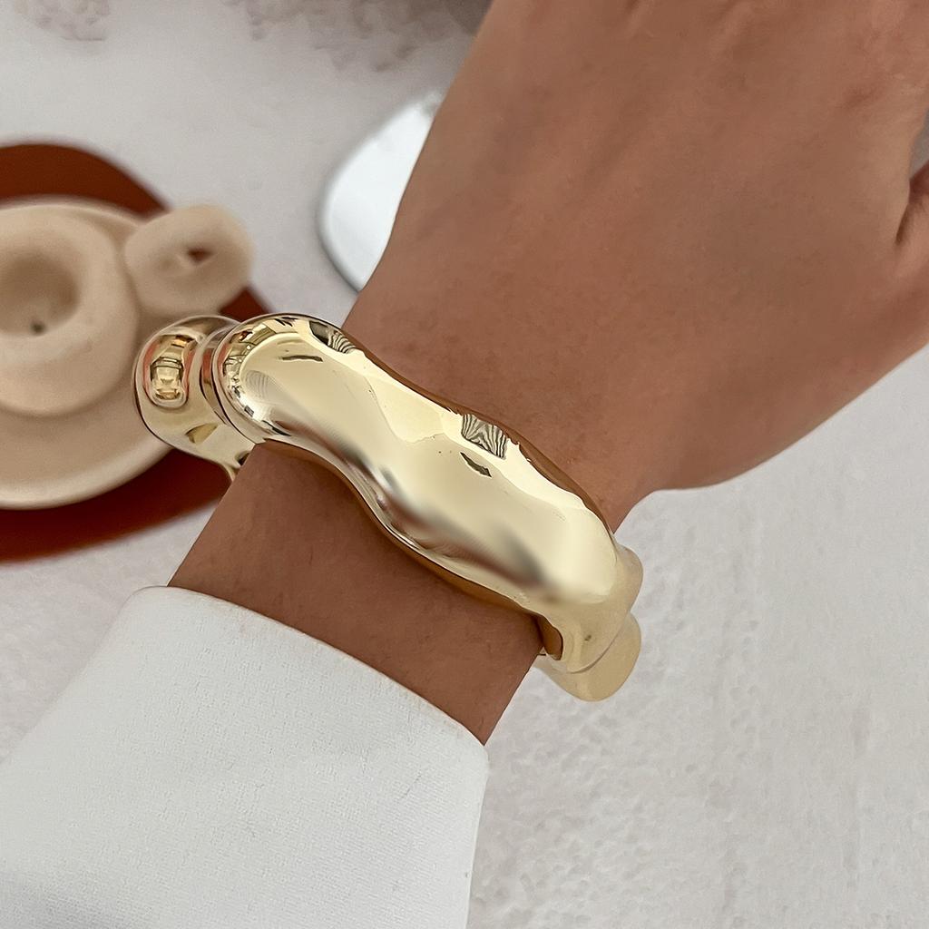 DIEZI Exaggerated Gold Silver Color CCB Cuff Bangles Vintage Punk Irregular Geometric Plastic Bangles Women Bracelet Men Jewelry