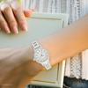 Fieldwork Analog Watch with Metal 5 ATM Water Stone WP Women's Band, Resistant, Shell-like Accents, Michelle, Silver/White, MKM3514-1