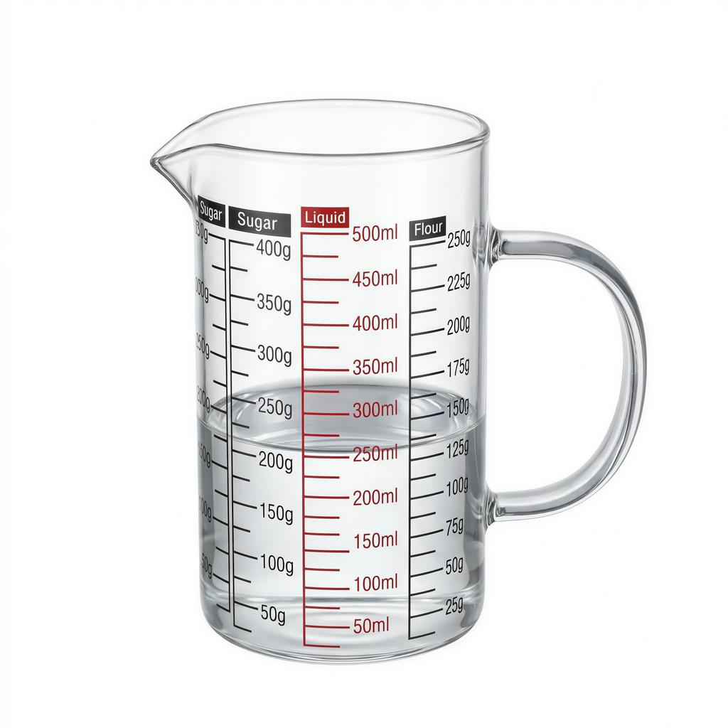 KITCHEN MEASURING JUG 500 ml HEAT-RESISTANT WITH MEASURING GRADUATION GLASS