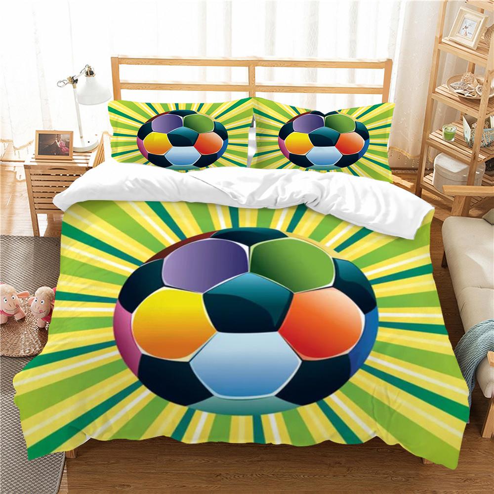 Bettwäsche-Set, 2/3-teilig, Bettbezug, 3D-Fußballdruck, Heimbettwäsche, Polyester-Mikrofaser, waschbar, für Schlafzimmer
