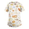 Women's V Neck Short Sleeve Work Top with Pockets Animal Print Scrub Shirt for Healthcare Professionals Medical Uniform