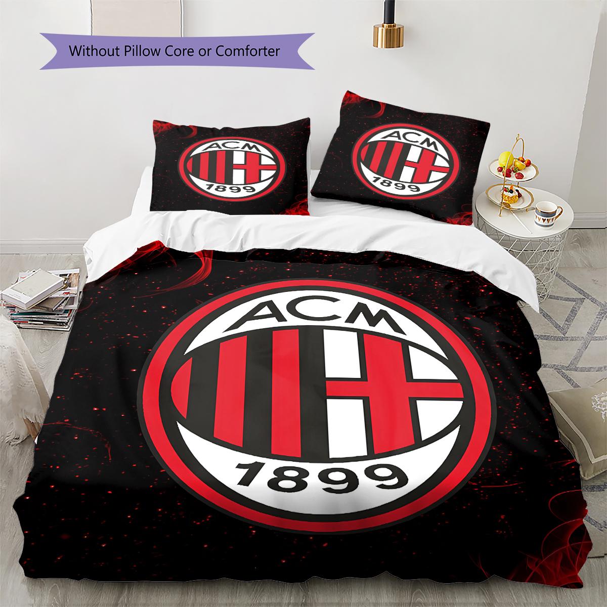 

AC Milan Pattern Bedding,Quilt Set Quilt Cover Pillowcase Home Birthday Gift (1 * duvet cover + 2 * pillowcase, without core) 155x200cm