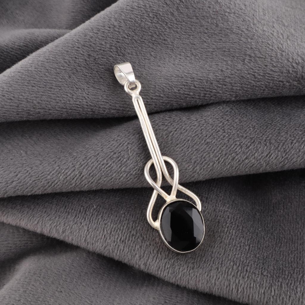 Black Onyx 925 Solid Sterling Silver Pendant, Handmade Gemstone Jewelry Pendant For Memorial Day