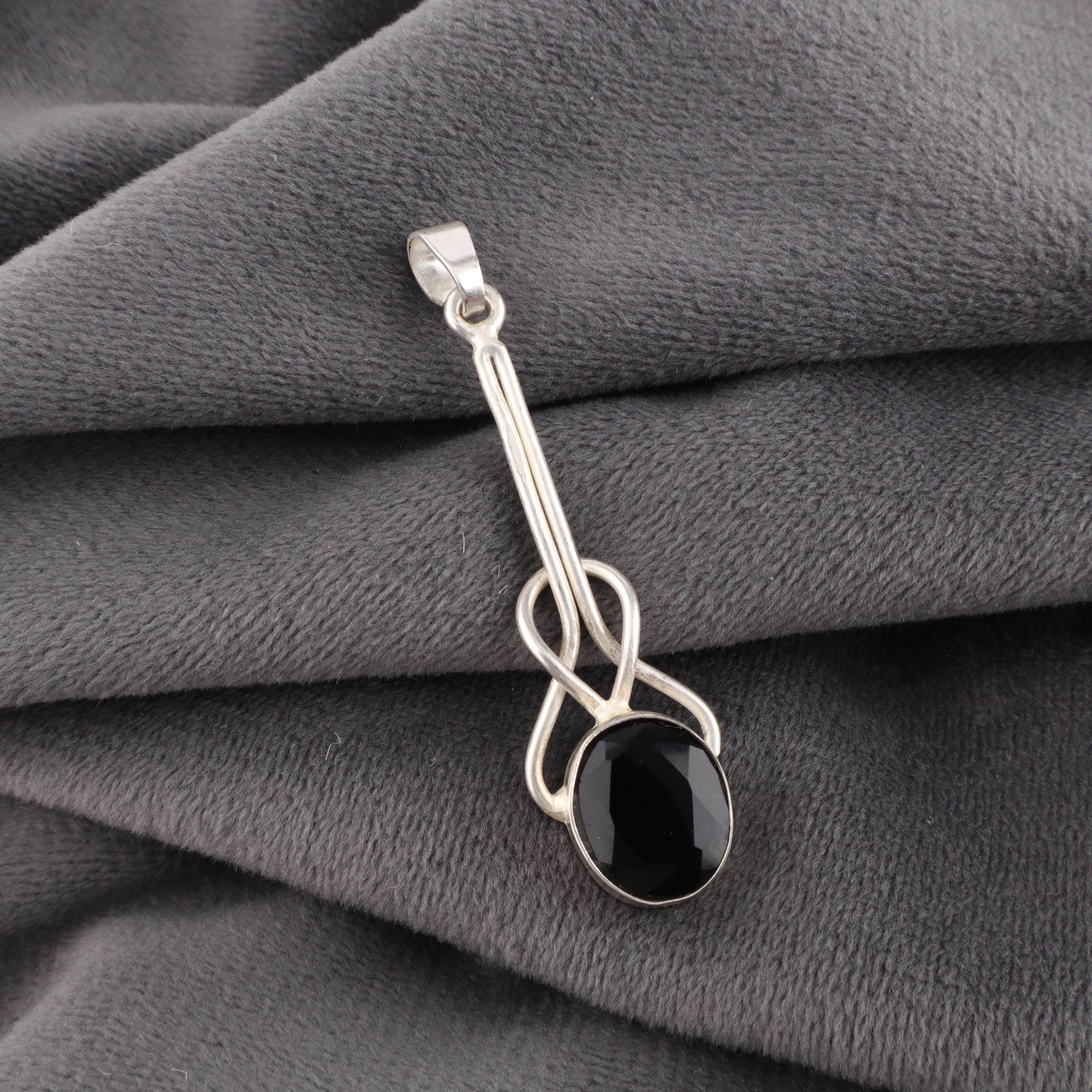 

Кулон из черного оникса из серебра 925 пробы, кулон с драгоценным камнем ручной работы на День памяти 1.79 Inches чёрный