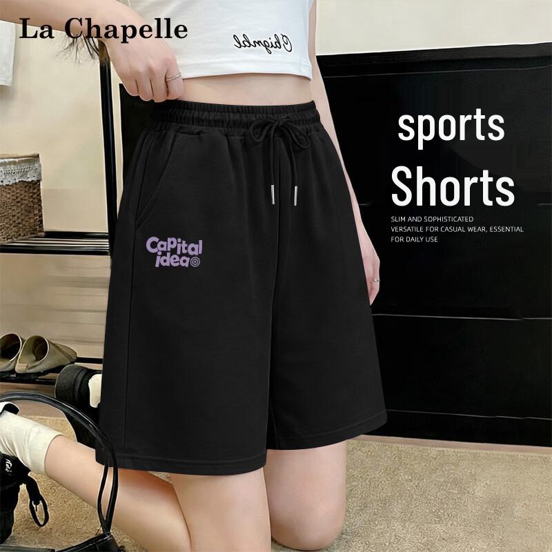 La Chapelle Women s High-Waist Drawstring Cotton Shorts L