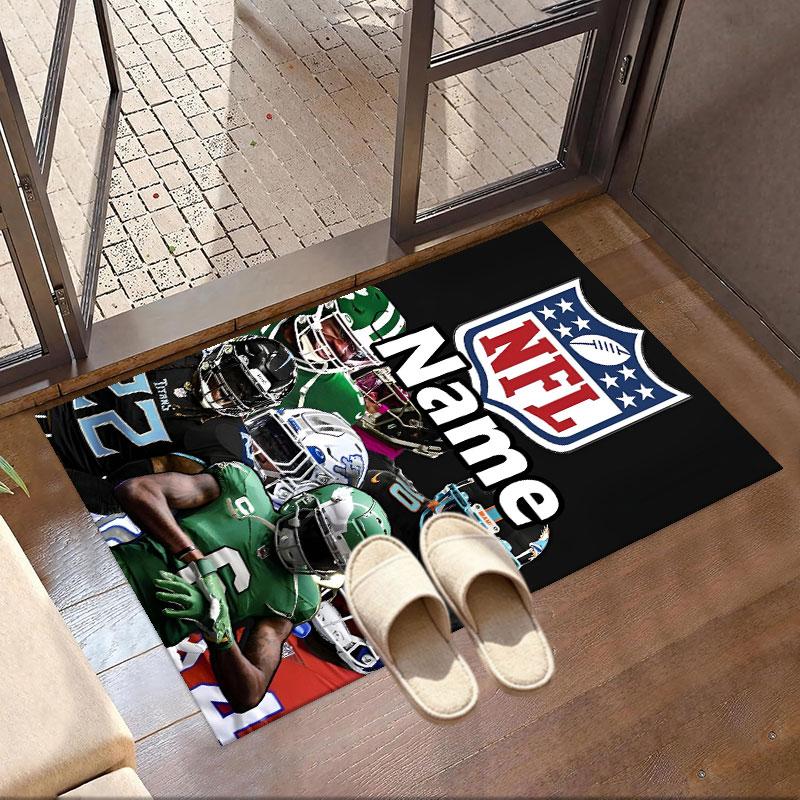 Custom Name Personalized NFL Print Carpet, Versatile Home Decor Rug, for Playroom, Apartment, Balcony, Entryway, Hallway Gift
