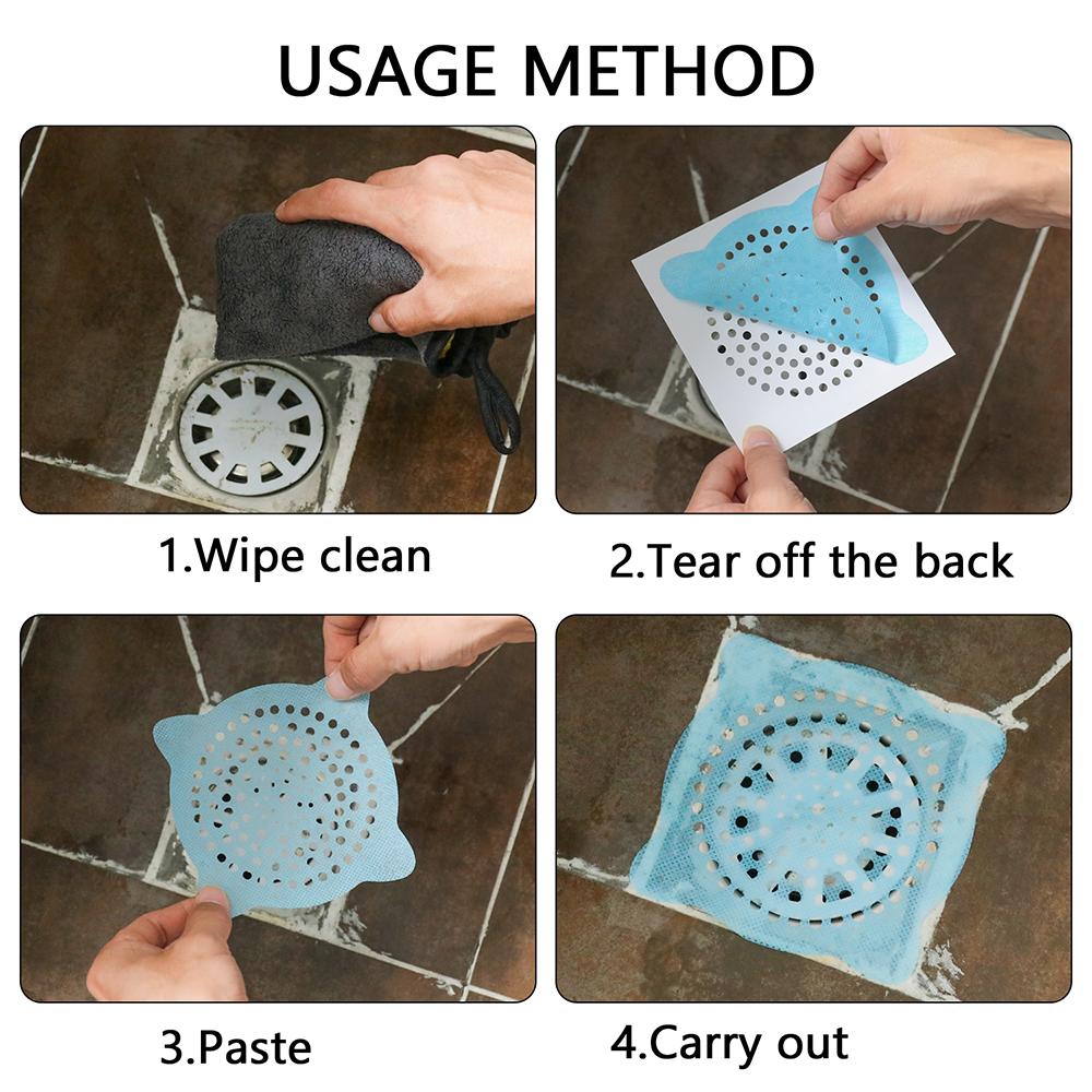 10 pcs Bathtub Disposable Sink Shower Bath Hair Catcher Mesh Stickers Filter Floor Drain Cover
