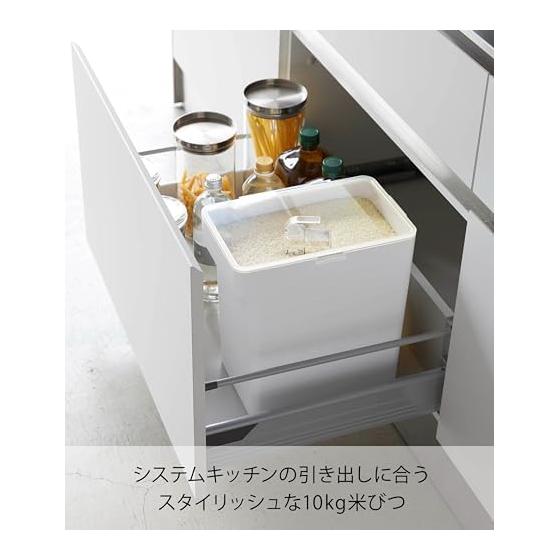 Yamazaki Jitsugyo Airtight Rice Bottle 10kg with Measuring Cup White Approx. W30.7XD19.7XH31.2cm Tower Moisture Anti-Oxidation 5423
