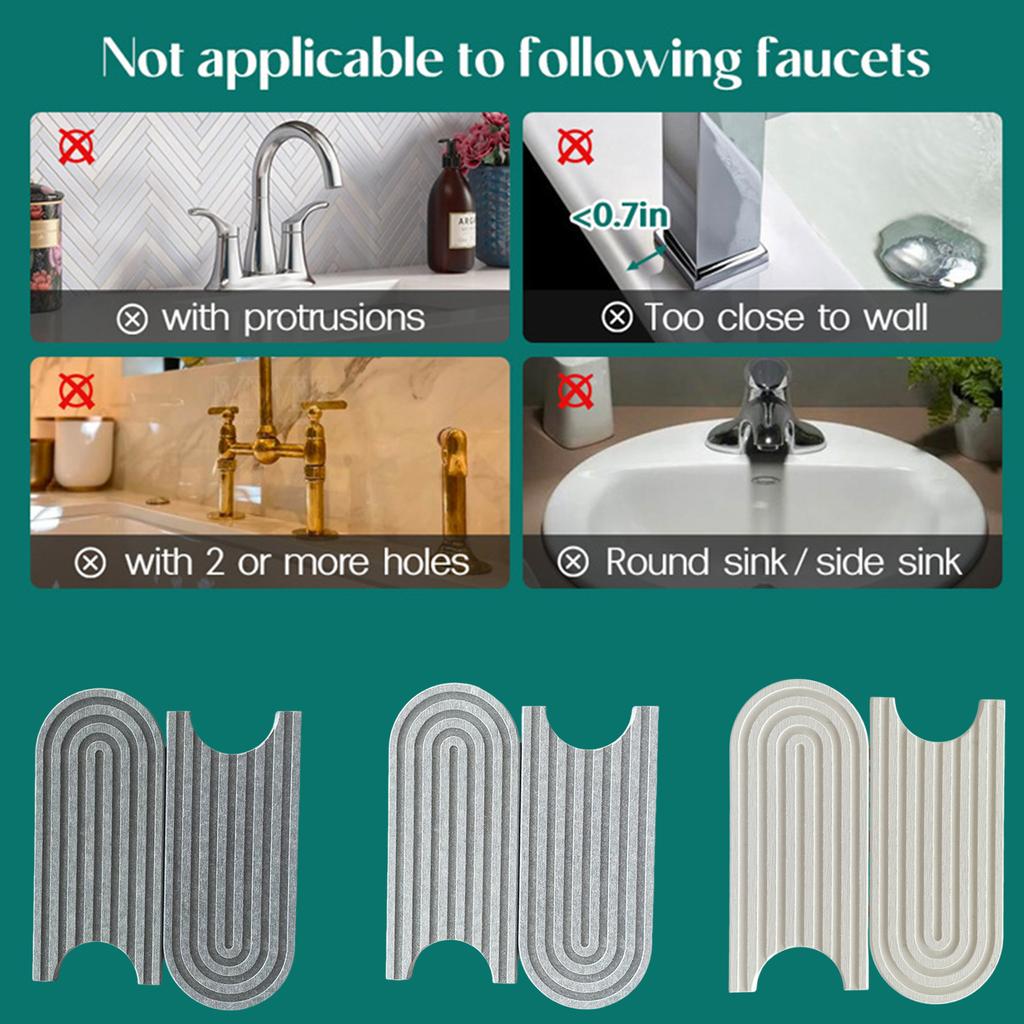 Faucet Mat for Kitchen Sink Water Absorbent Stone Sink Tray Fast Drying Sink Faucet Diatomite Mat for Bathroom Counter